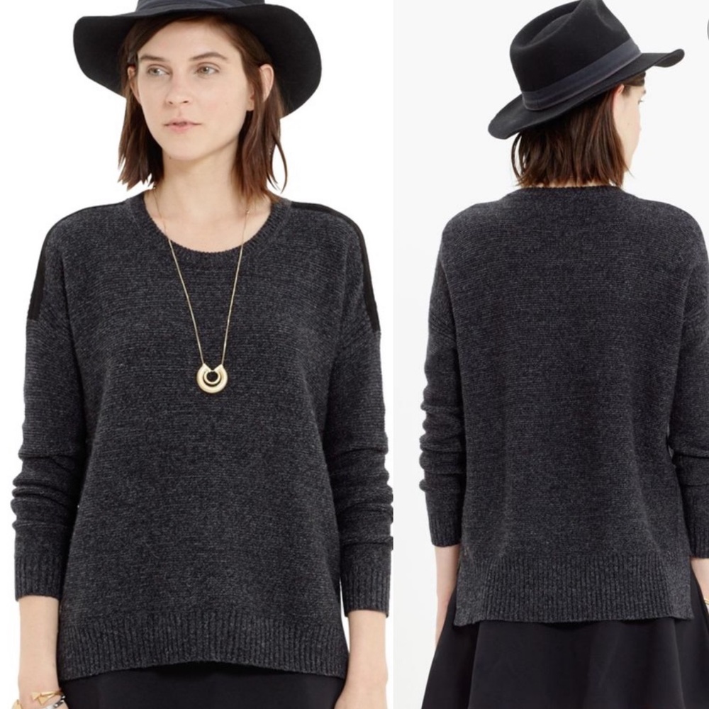 SOLD*Madewell Midnight Suede-Stripe Sweater